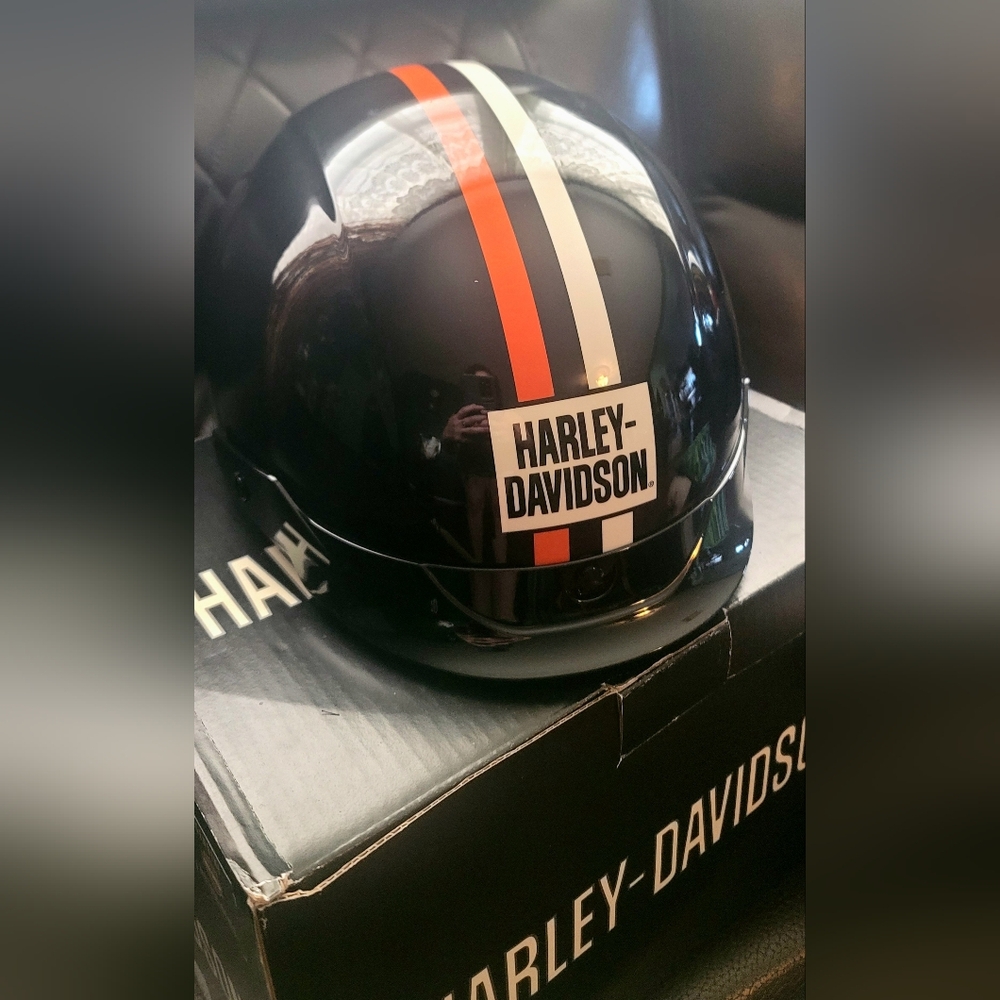 Harley-Davidson Helmet with Black and Orange Accents
